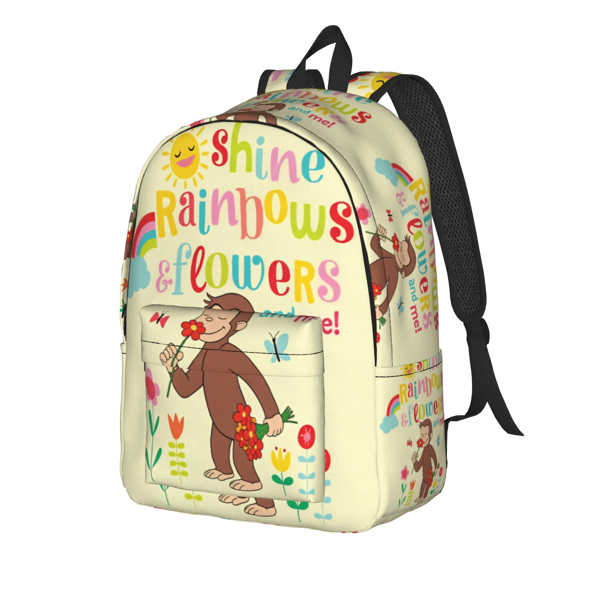 Curious George Monkey Backpack  Women Men Polyester Cycling Backpacks Breathable Pretty School Bags Rucksack