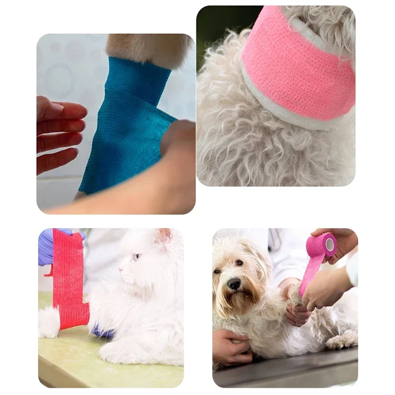 Pet Bandages Anti-fouling Devices Self-adhesive Elastic Bandage Outside Foot Protective Hair Free Cloth Straps for Cats and Dogs