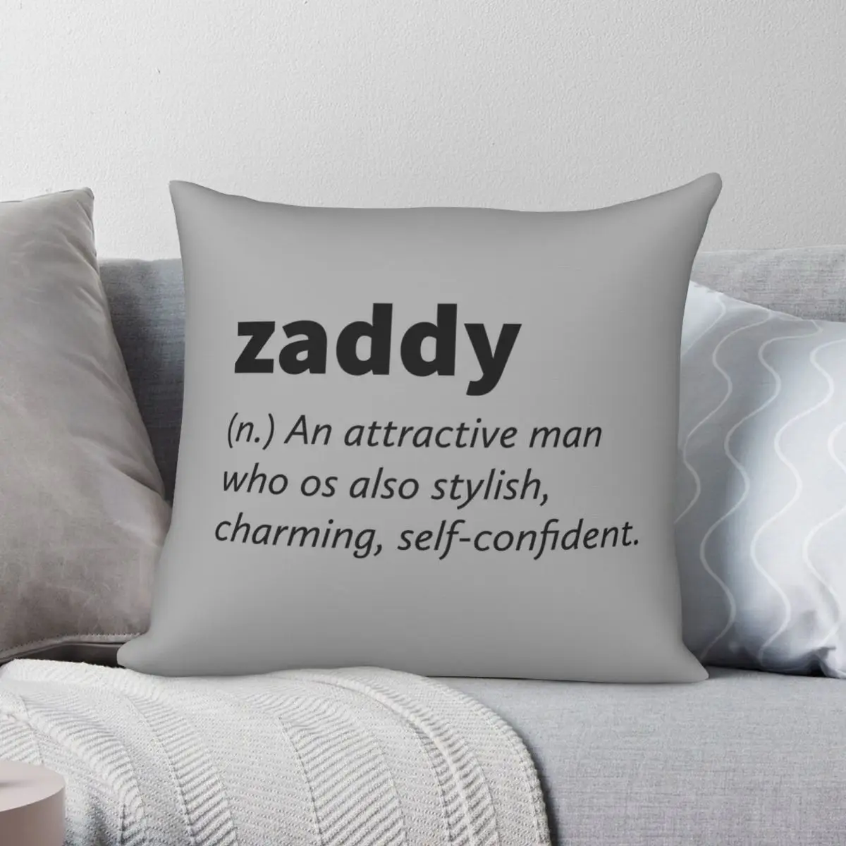 Zaddy Definition Square Pillowcase Polyester Linen Velvet Creative Zip Decor Throw Pillow Case Bed Cushion Cover