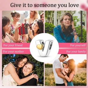 سحر الخرز الفضي لصنع المجوهرات DIY ، 925 سوارا أصليا ، الحب ، 26 سلسلة رسائل إنجليزية ، يصلح للباندورا ، مجوهرات عيد ميلاد أفضل 10 حبات مبيعا بالحروف - رقم 7