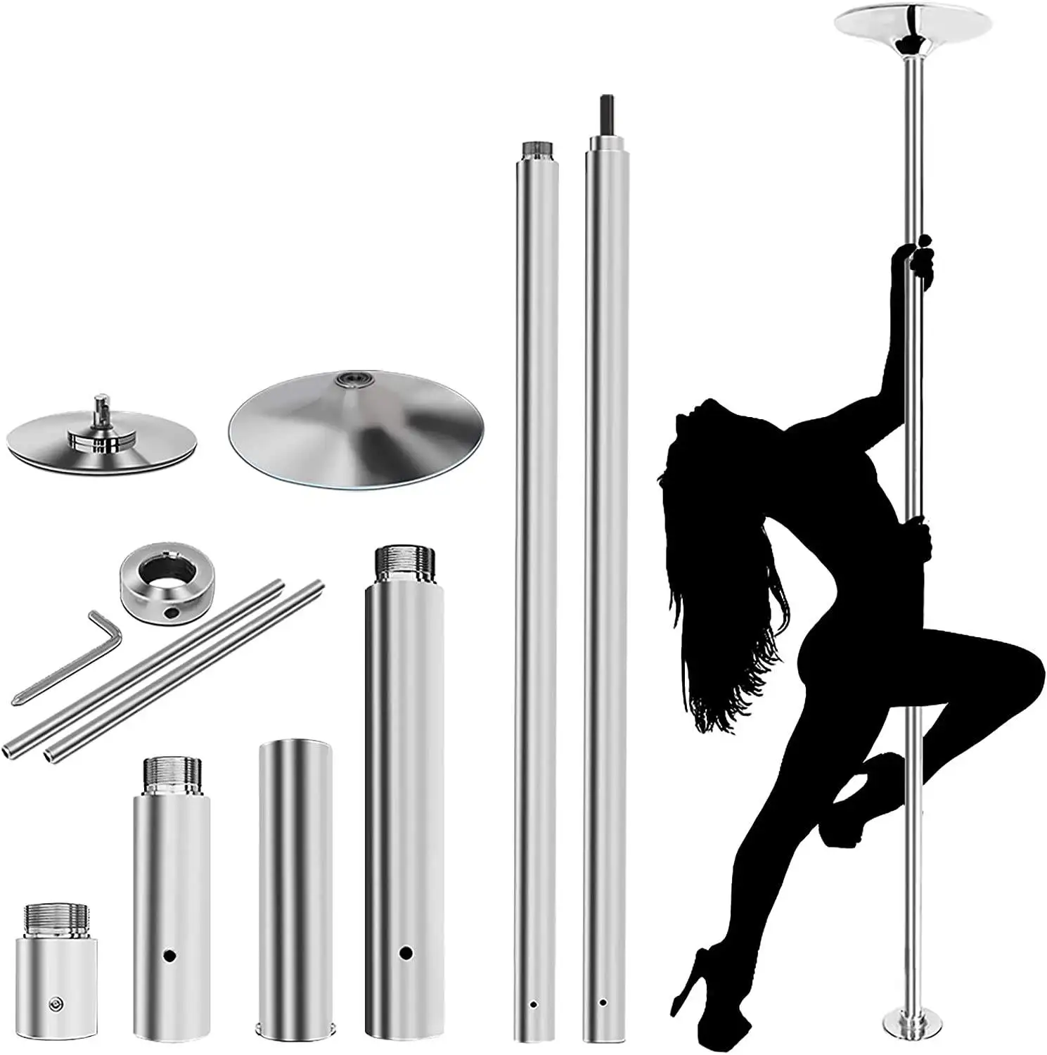 High Quality Removable Adjustable Stainless Steel Portable Firm Dance Pole Tube Spinning Dance Stripping Pole