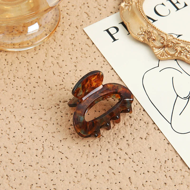 Neue Damen-Haarklammer Klein 4,5cm Acetat-Haarspangen Elegante Bunte Ausgehöhlte Haarklammer Mädchen Haaraccessoires Haarspange – Detail 2