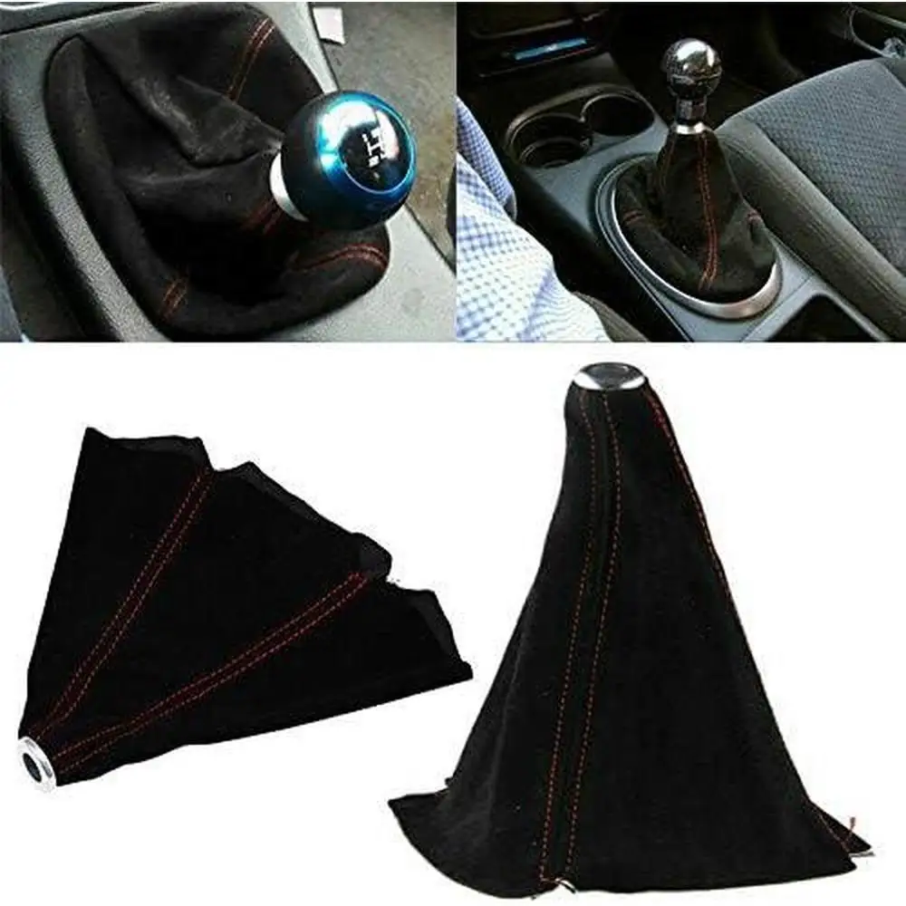 Manual Shift Knob Shift Lever Lever PU Leather Case (Black with Red Line)