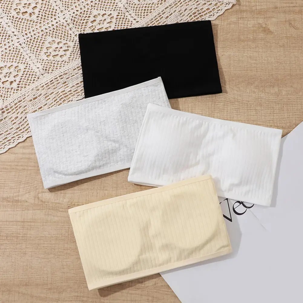2025 Girls Cotton Bra Bandeau Top Breathable Strapless Bra Bandeau Daughters Supportive Training Bra  Casual Tank Crop Tops