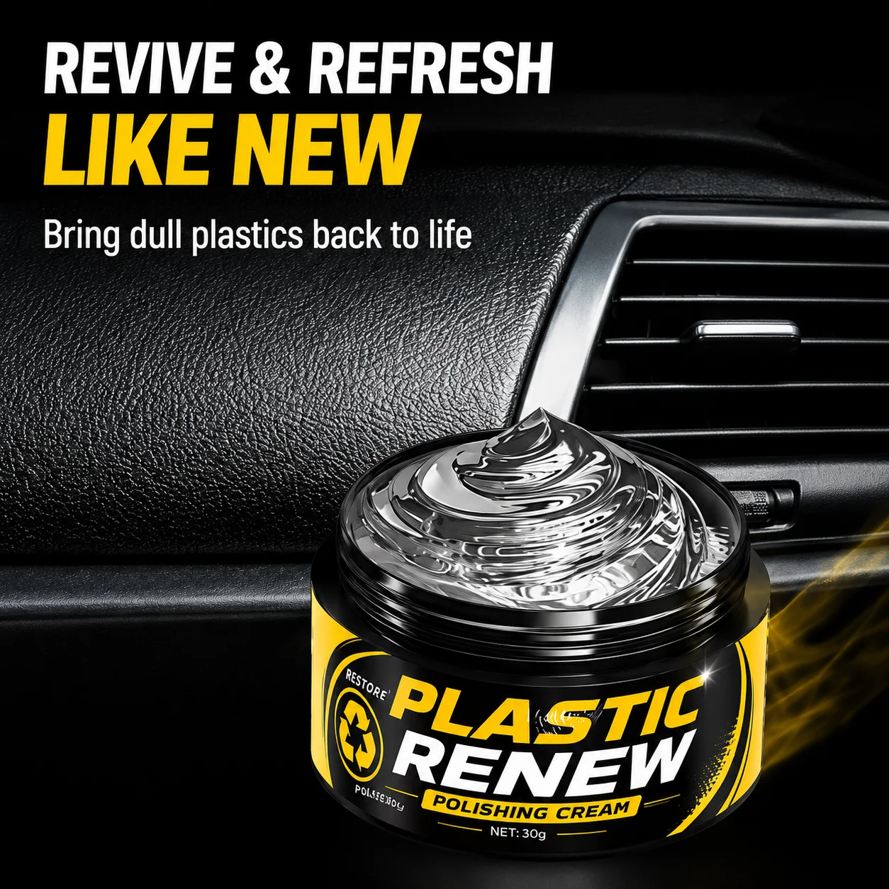 Car Interior Scratch Repair Paste, Interior and Exterior Plastic Polishing Wax, Black Interior and Dashboard Plastic Surface Rep