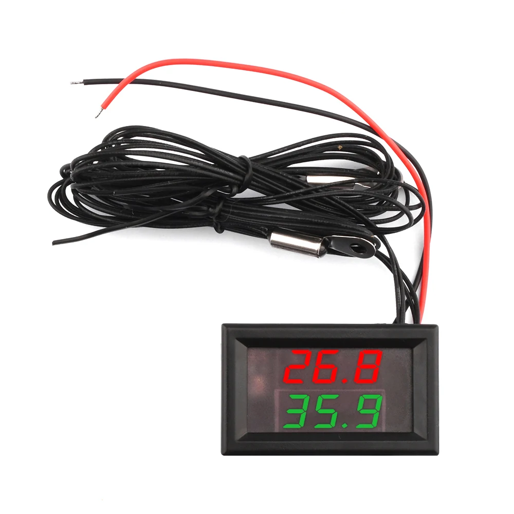 

DC 4-28V 5V 12V 0.28 inch 0.28 " LED Display Dual Red Blue Green Digital Temperature Sensor Thermometer With NTC Probe Cable