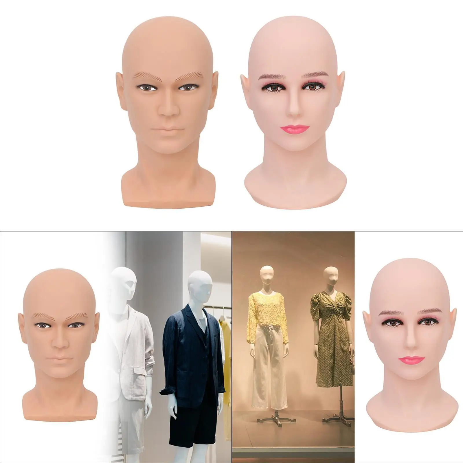 

Bald Mannequin Head Glasses Display Head Multifunctional Manikin Head Wig Display for Cap Sunglasses Headphone Hair Styling