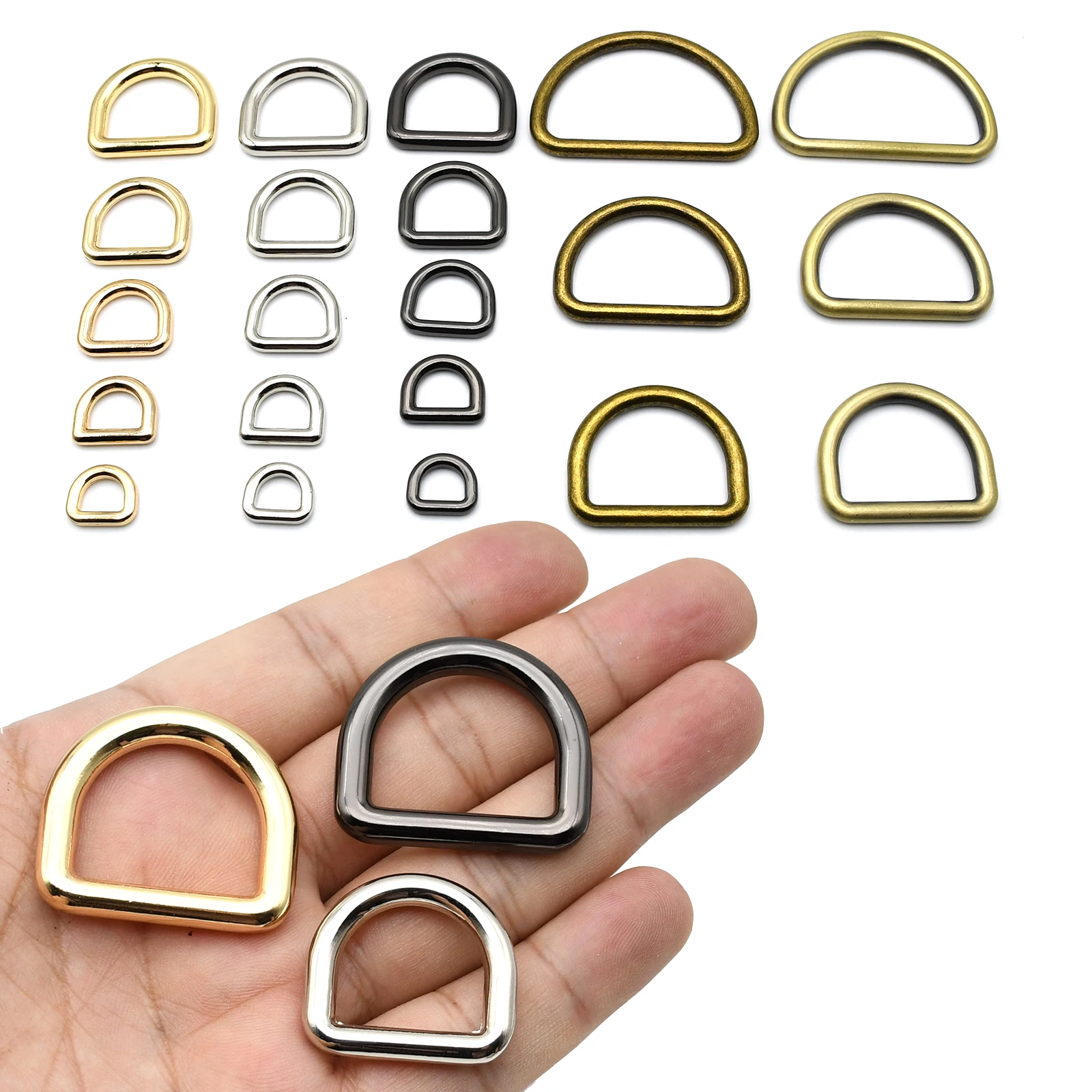 2 Pcs Metal D Ring Buckles Dee Ring Loops Mold Cast for Leather Craft Bag Strap Parts Webbing Belt Garment DIY Accessories