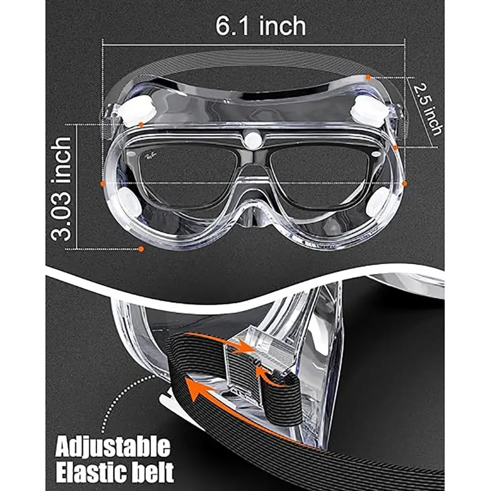 Safety Goggles Goggles Fit Over Eyeglasses Anti-Fog Safety Glasses Clear Lab Goggles Chemistry Protective Eyewear