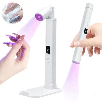 Lámpara LED UV para uñas, Mini lámpara LED UV con soporte para secador de uñas para manicura, lámpara portátil para secado de uñas, luz ultravioleta profesional para uñas