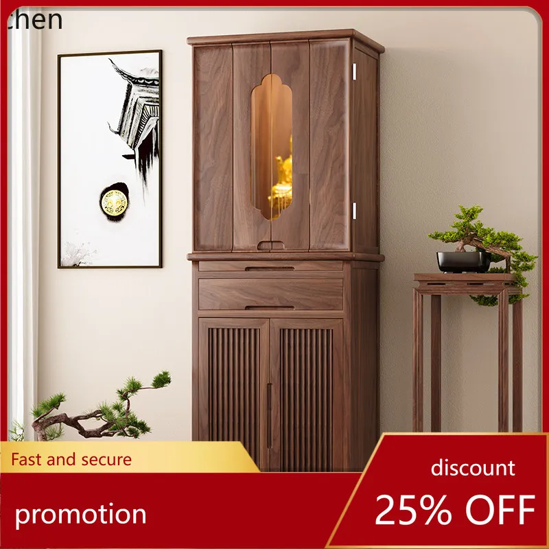 

Cz solid wood buddhist niche cabinet with door casual buddhist cabinet god of wealth cabinet black walnut niche guanyin altar