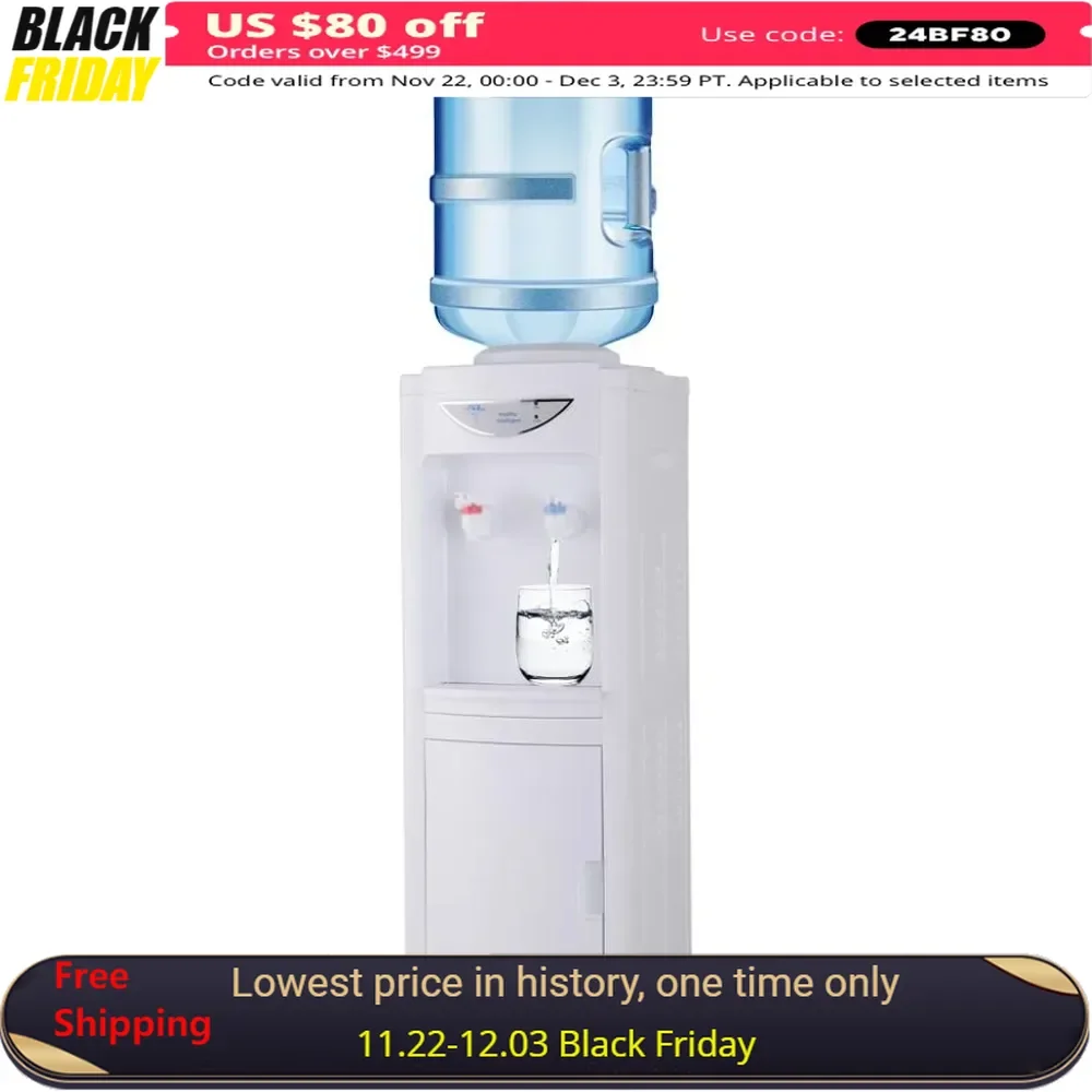 

Water Dispenser, 5 Gallons Hot & Cold Top Loading Water Dispenser With Child Safety Lock & Removable Drip Tray, Water Dispenser