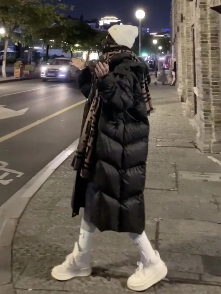 

Зимняя утепленная теплая куртка-пуховик с капюшоном на молнии, черная, до колен, белая, женская, с длинными рукавами, из ткани с эффектом памяти