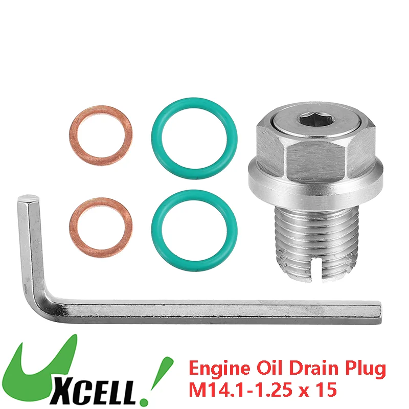 UXCELL 1 Set M14.1-1.25 x 15mm Car Oversize Piggyback Oil Drain Plug Self Oil Kit Stainless Steel Oil Drain Screw Tool