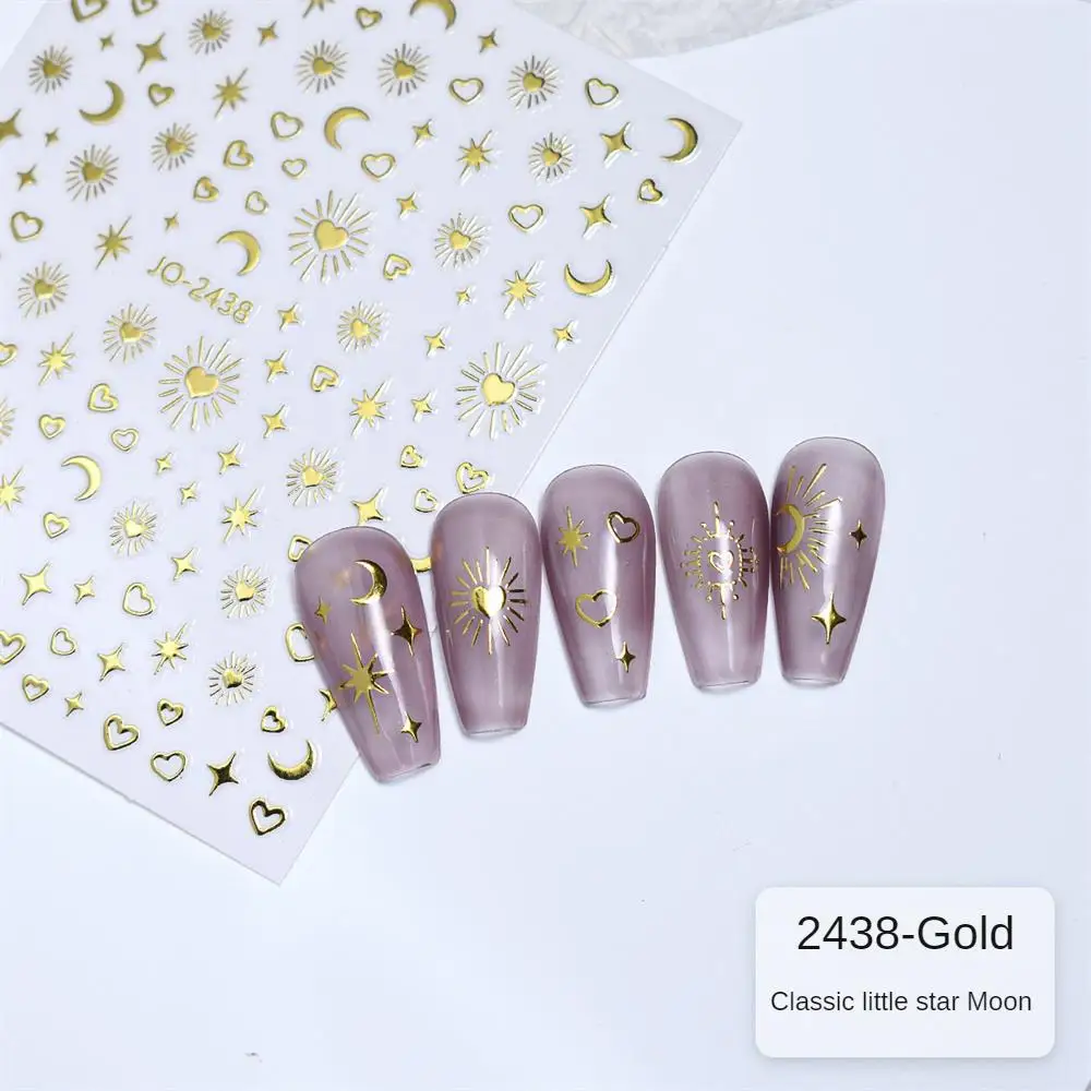 Gold Metal Excellent Rich Styles Odorless Beautifully Strong Stickiness Elegant Nail Art Decals Special Occasion Nail Stickers