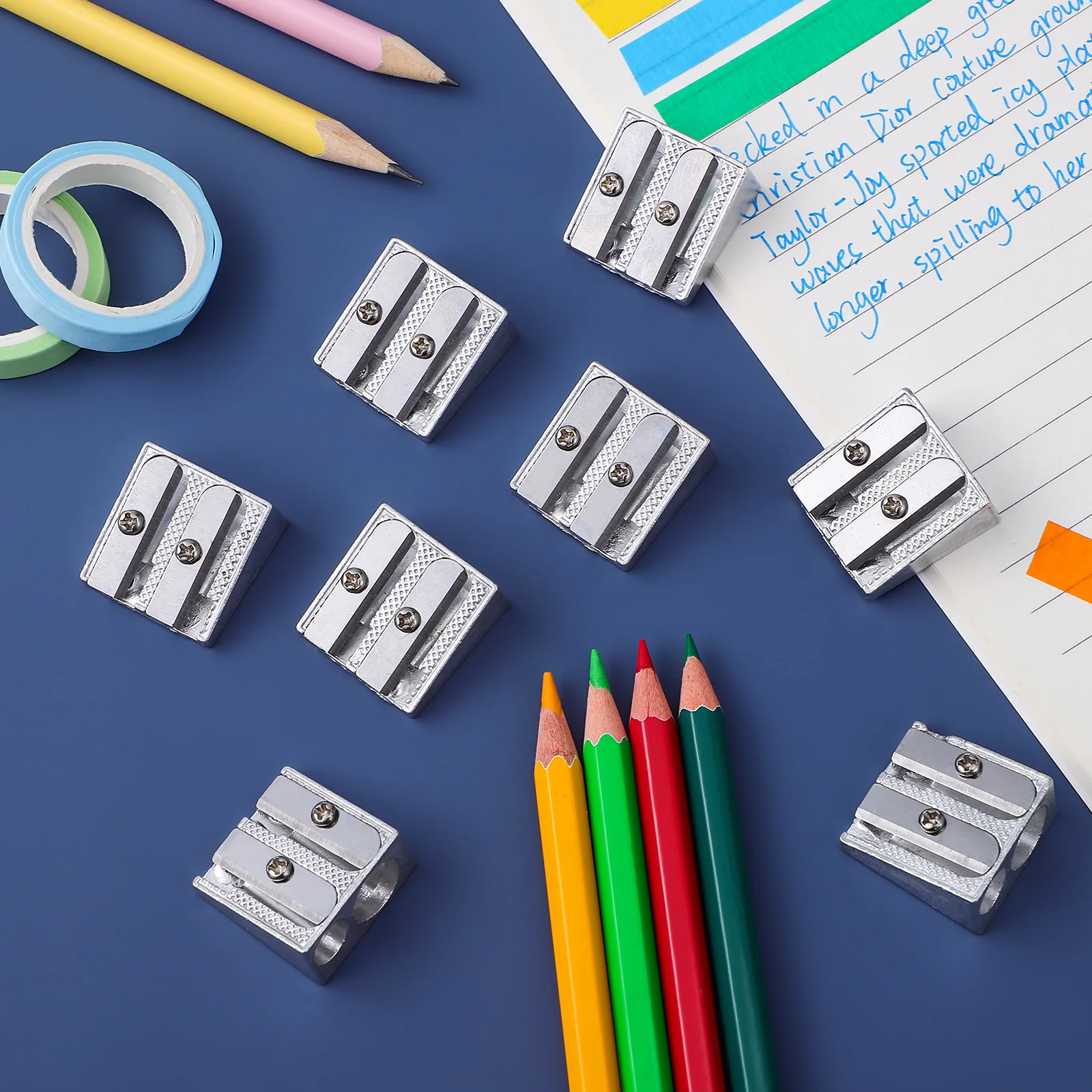 

16pcs Aluminum Alloy Pencil Sharpener Lightweight Portable Dual Hole Manual Sharpening Tool for Office School Artists Crayon