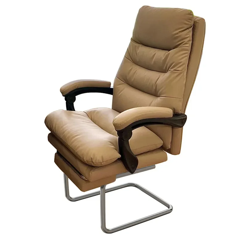 Ergonomic Office Chair with Arched Fixed Legs Reclining Backrest Comfortable Computer Desk Seat for Home Business Use