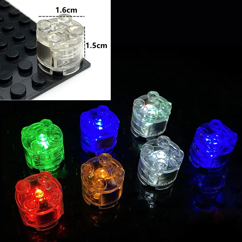 LED Light Brick 5Pcs Round 2x2 Dot Flash Color Light Emitting Classic Accessories Compatible Leduo Construction Building Blocks