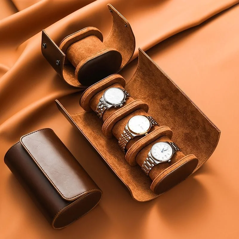 1/3 Watch Storage and Organizer-Secure Storage with Innovative Removable Pillows & Solid Dividers Watch Roll Travel Case
