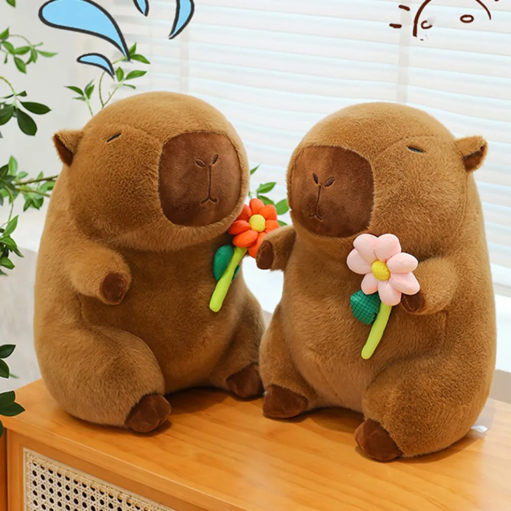 

Funny Fluffy Flower Capybara Plush Toy Brown Animal Capybara Plush Doll Soft Cute Capybara Stuffed Doll Christmas Gift