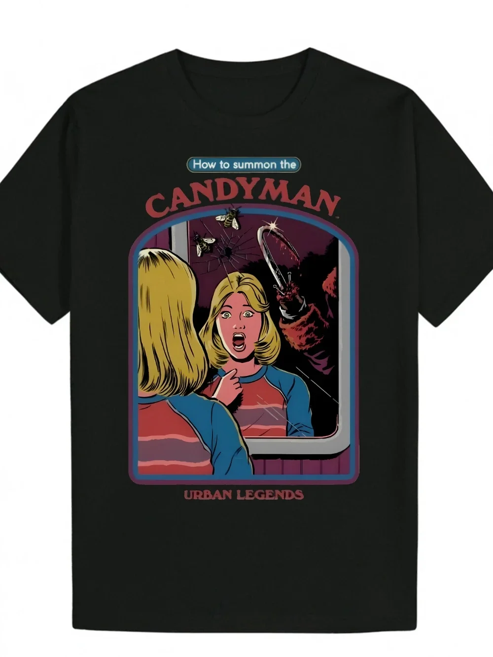 Old TV Screen Frame Horror Print Graphic T Shirt Men Women Short Sleeve Crew Neck Loose Fit Casual Polyester Top