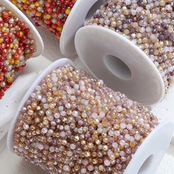 Aço inoxidável Cristal Pedra Cadeia, Frisadas Correntes para Colar, Pulseira e Camisola, DIY Fazer Jóias, Vermelho e Roxo, 1m