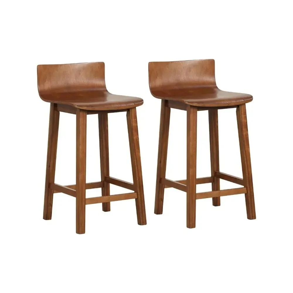 เก้าอี้บาร์ขนาด 24.5 นิ้ว ชุด 2 ตัว, เก้าอี้บาร์สูงระดับเคาน์เตอร์พร้อมพนักพิงต่ำและที่วางเท้า, เก้าอี้บาร์ไม้สไตล์ฟาร์มเฮาส์, เก้าอี้บาร์ไม้แบบไม่มีที่วางแขน