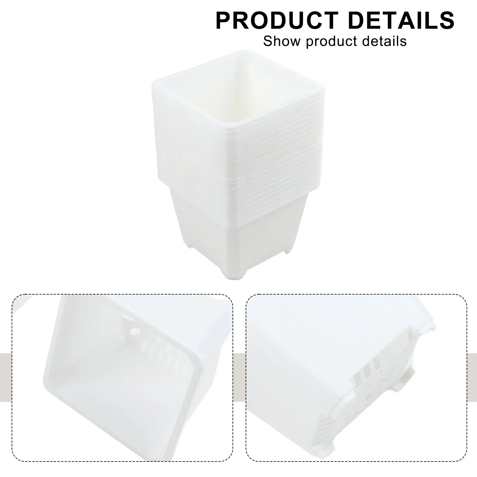 Square Plastic Flower Pots for Balcony Patio For Outdoor Use with Drainage Stackable Design Compact 16 12 12cm