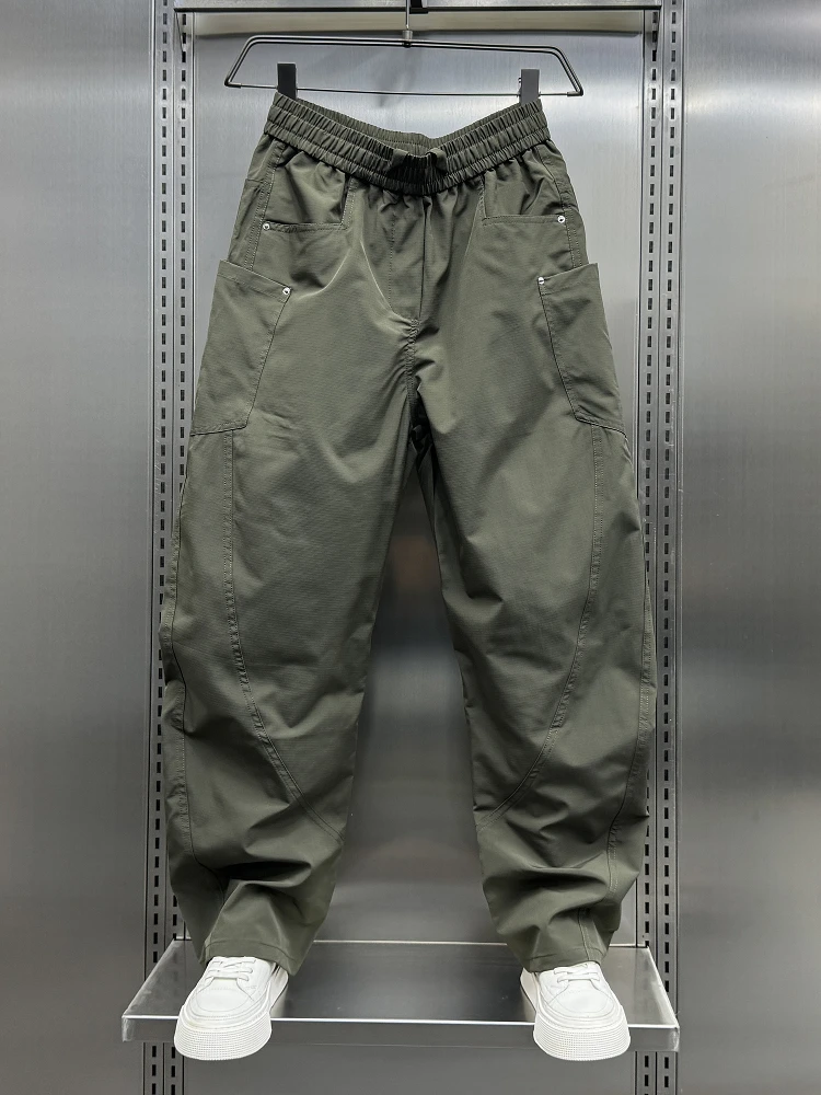 

Свободные прямые повседневные брюки American Sle, мужские осенние тренды 2025 года, универсальная рабочая одежда, однотонные брюки с несколькими карманами, длинные...