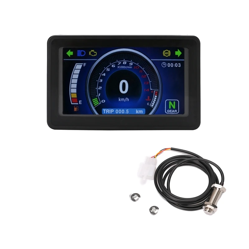 Universal Motorcycle LCD Display Cluster Replaceable Speedometer Multi-Function Instrument for 1,2,4 Cylinder Motorbike