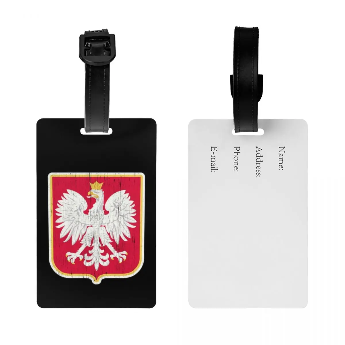 Etiqueta de equipaje de águila de escudo polaco, etiqueta de identificación personalizada con tarjeta de nombre, Bandera de Polonia, cubierta de privacidad, bolsa de viaje, Maleta