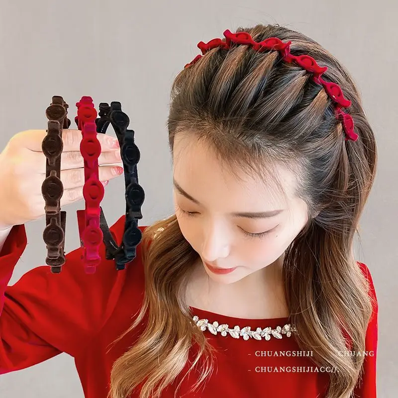 

Bangs Hairstyle Hair Clips Hairpin Head Hoop Twist Plait Clip Flocking Hairclips Hair Tie Women Headband Headwear Для Волос