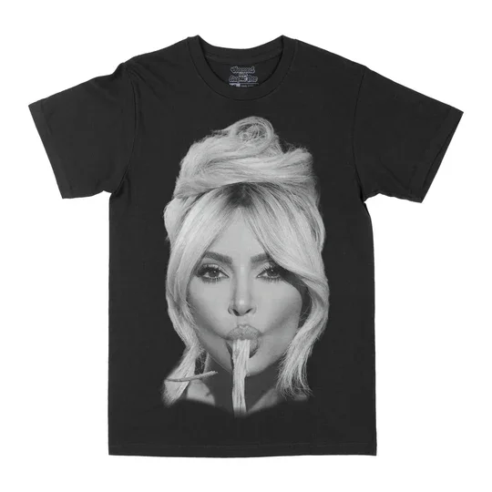 Kim Kardashian Men Cotton TShirt Streetwear Casual Fashion Style Black