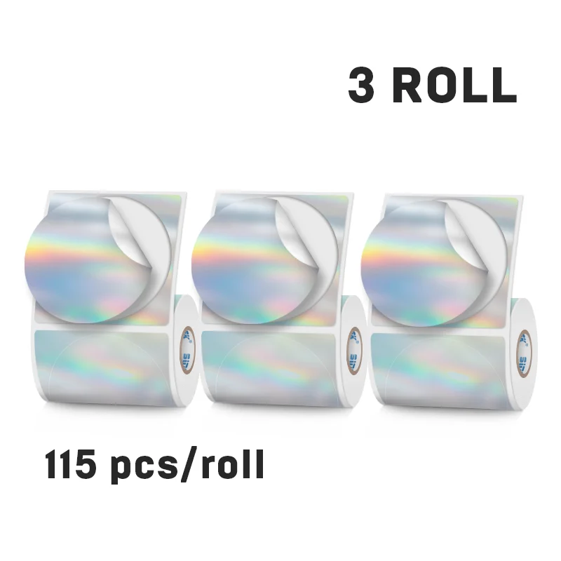 50mm Round Blank Laser Holographic Label PET Shining Rainbow Waterproof Sticker Gift Packaging Use for SK20 P50 M110