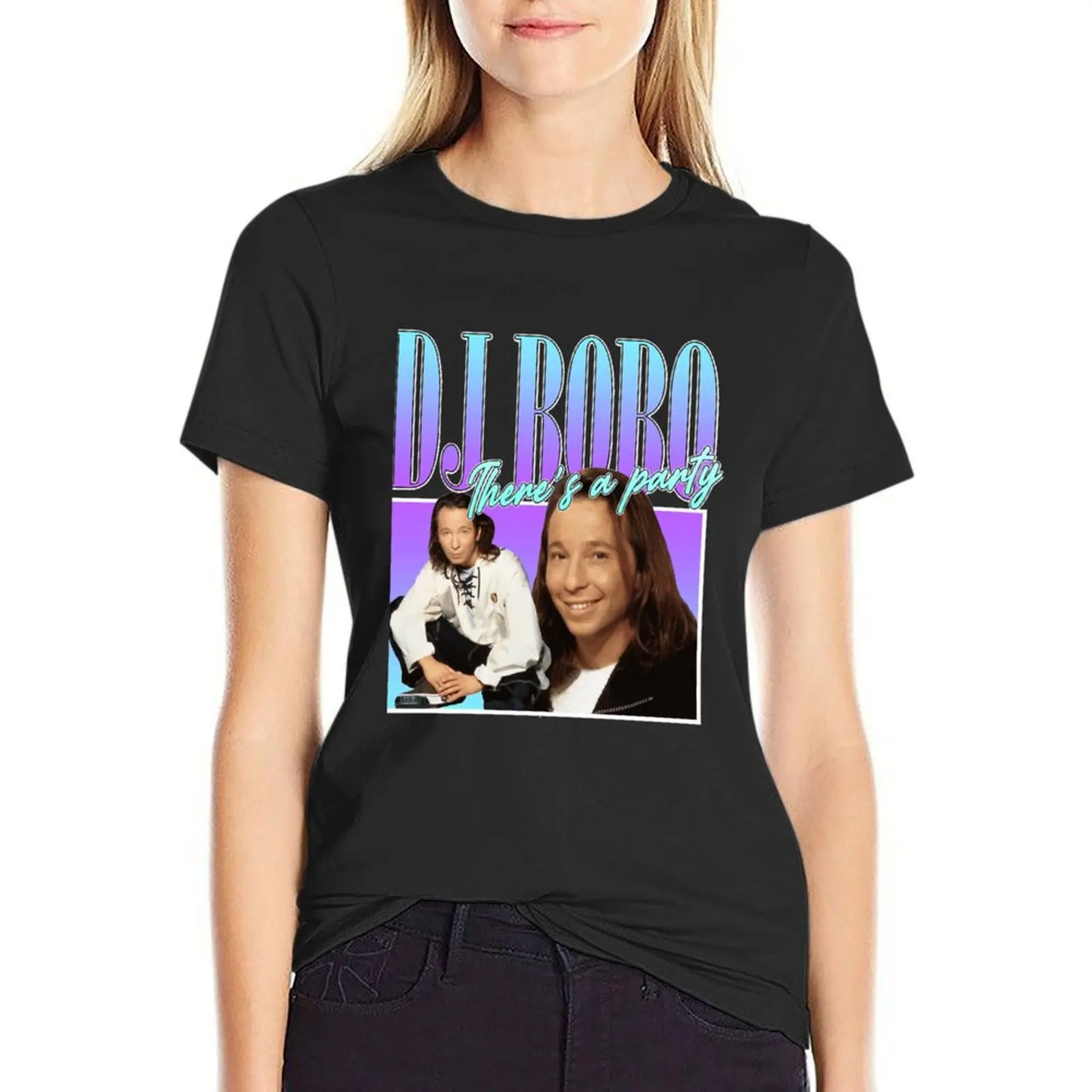 Camiseta de estilo europeo para mujer, ropa estética de DJ Bobo de los 90, estampado de animales, tops bonitos de moda coreana, camisas de entrenamiento