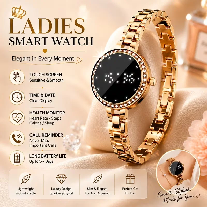 2026 Fashion Upgrade Smart Bracelet Lightweight Sports Band Fitness Women Health Tracke Message Reminder Women Smart Watch Gift