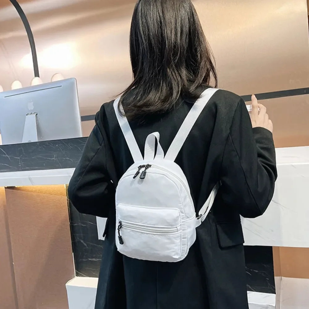 Women's Mini Backpack - Trendy Nylon Small Rucksack for Teen Girls, Lightweight School Bag Casual Daypack White