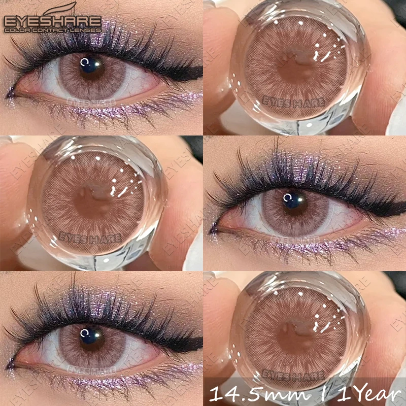 EYESHARE 1 Pair Korean Color Contact Lenses Natural Pink Colored Pupils for Eye Gray Eye Colorful Makeup Beautiful Pupil Yearly