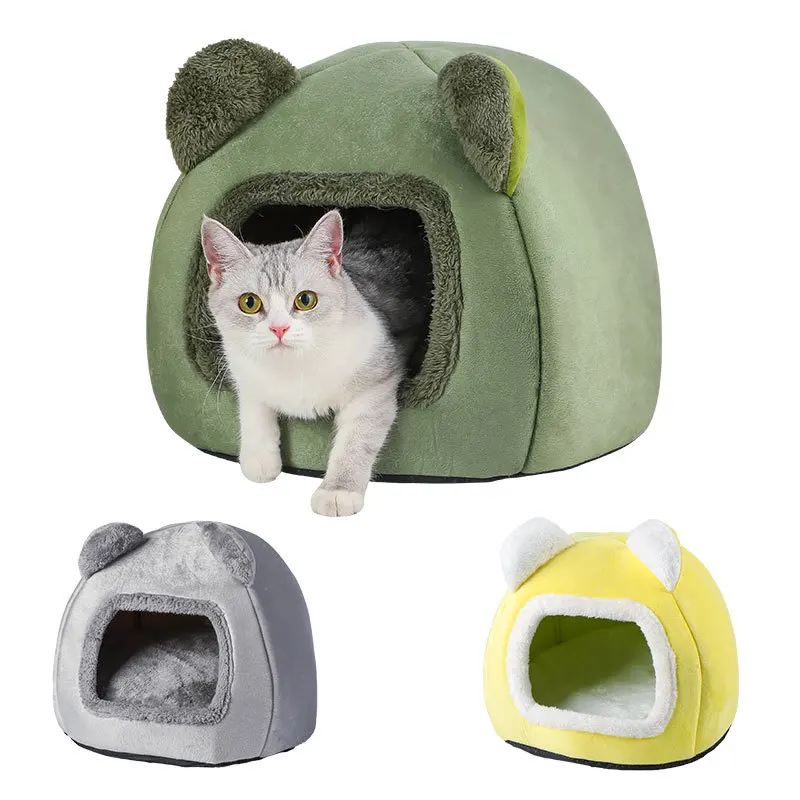 

Cute Plush Bear Cat House Katzen Nest Puppy Kennel Small Dog Bed Winter Warm Cat Sleeping Bed Pet Animals Houses Pet Supplies