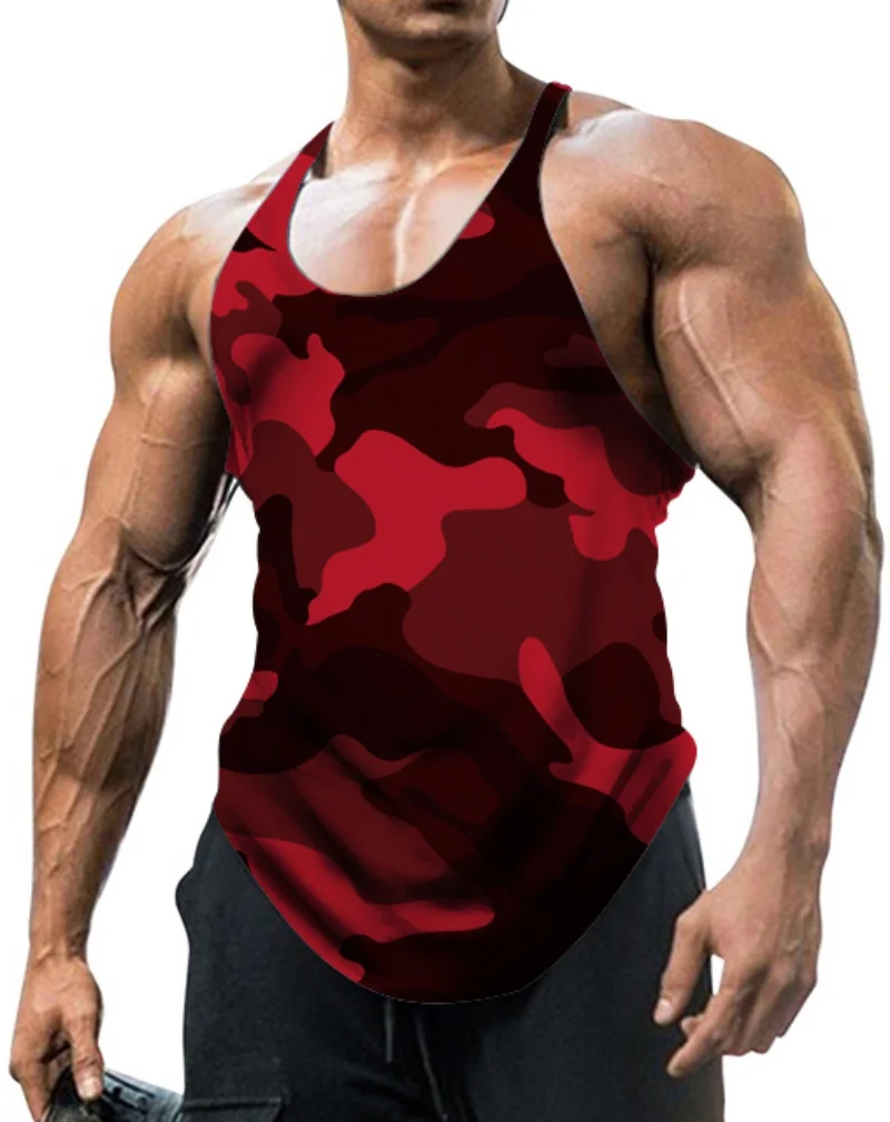 Men's Thin Camouflage Sleeveless  Vintage Sports Fitness Training Vest