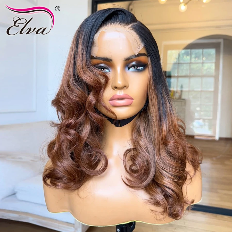 مزدوج تعادل 13X6 HD الدانتيل الباروكة الأمامية فضفاض موجة 5x5 الدانتيل إغلاق شعر مستعار أومبير براون الملونة خصلات الشعر المستعار الإنسان جاهزة للذهاب #4