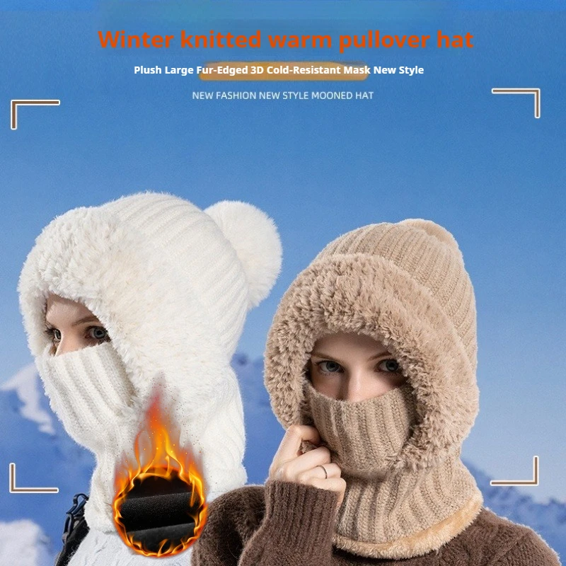1 Stück warme Wintermütze, Schal und Maske für Damen, winddichte Pullovermütze für den Außenbereich, Unisex-Mütze, Halswärmer für Outdoor-Aktivitäten
