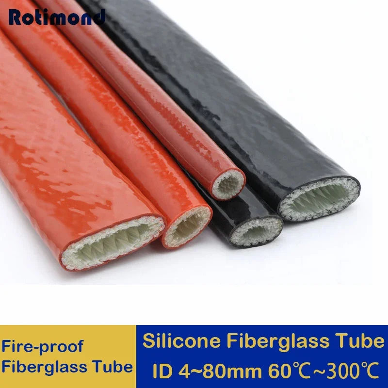 

High Temperature Resistant Fiberglass Tube Silicone Resin Coated Glass Fiber Braided Fireproof Sleeve Fire Retardant Casing Pipe