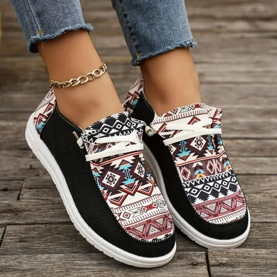 

Woman Lace-up Canvas Loafers Flats Lace Up Casual Sneakers Trend Walking Shoes New Fashion Classic Sport Shoes Zapatillas Mujer