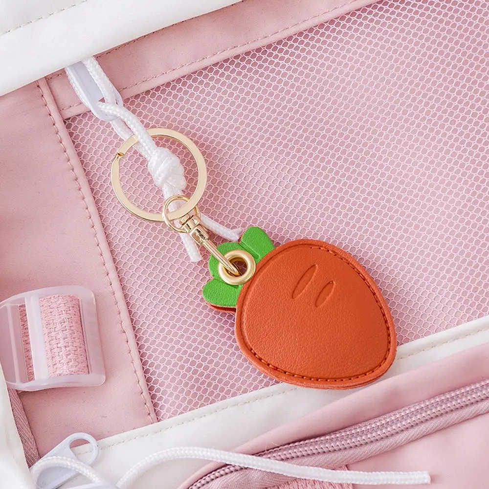 Useful Leather Cartoon With Keychain Fruit Badge Card Holders Protective Sleeve Access Control Card Cover Bag Pendant Keyrings