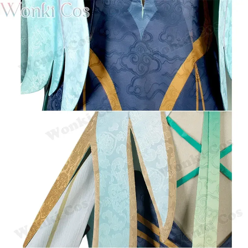 زي Cloud Retainer التنكري، مجموعة كاملة من فستان Liyue Adeptus التنكري مع أغطية الرأس لأزياء الحفلات