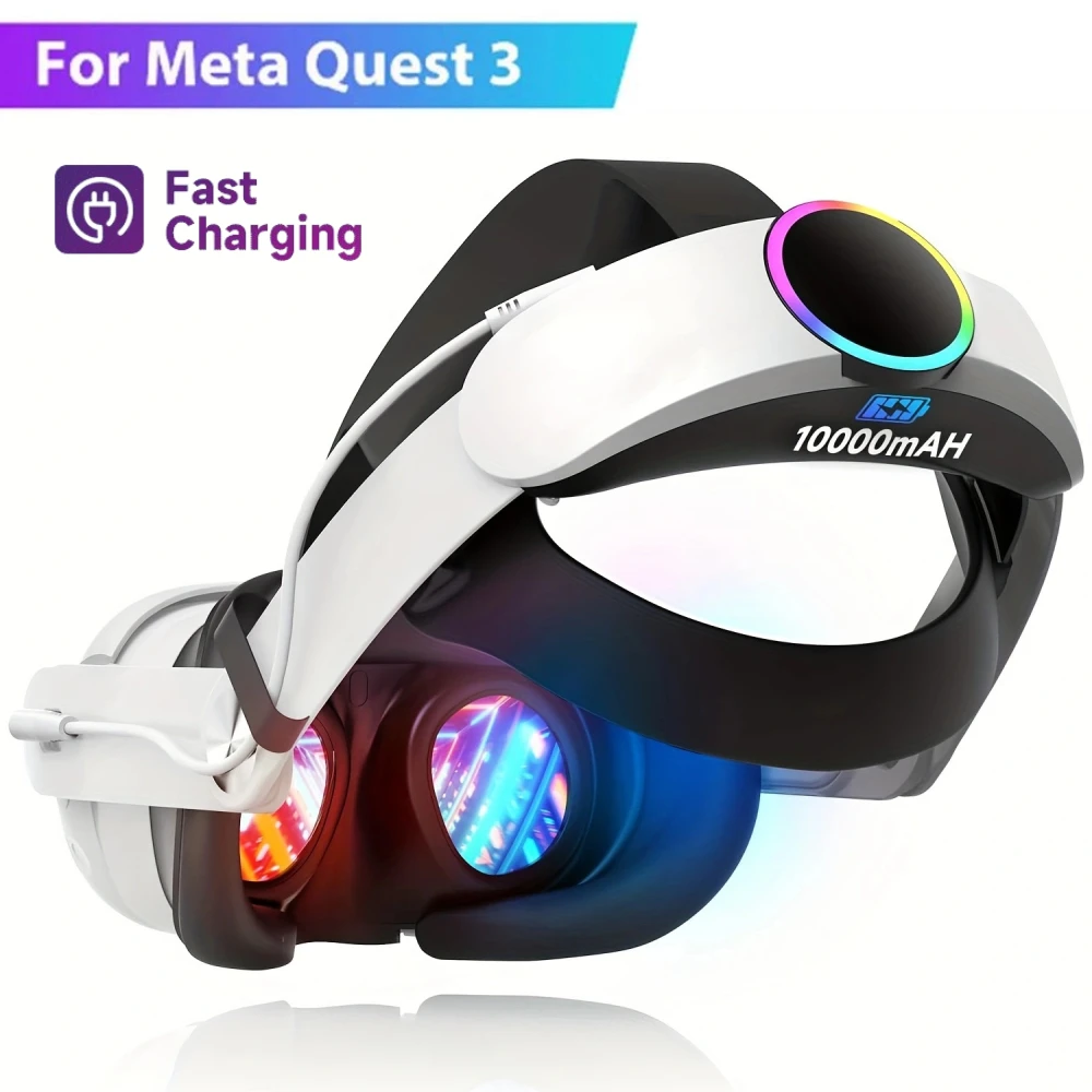 Elite Strap for Meta Quest 3 VR Headset Fast Charging Head Strap with 10000mAh Battery Extend VR Playtime for Quest3 Accessories