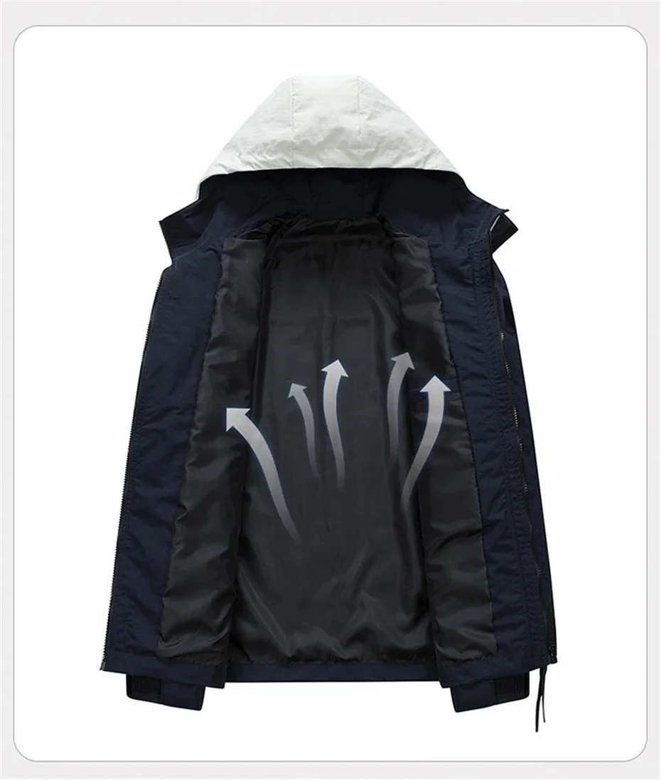 Mens Outdoor Jacket Windproof Waterproof Jacket Lightweight Breathable Comfortable Jacket Men Plus Size 9XL Hooded Jackets
