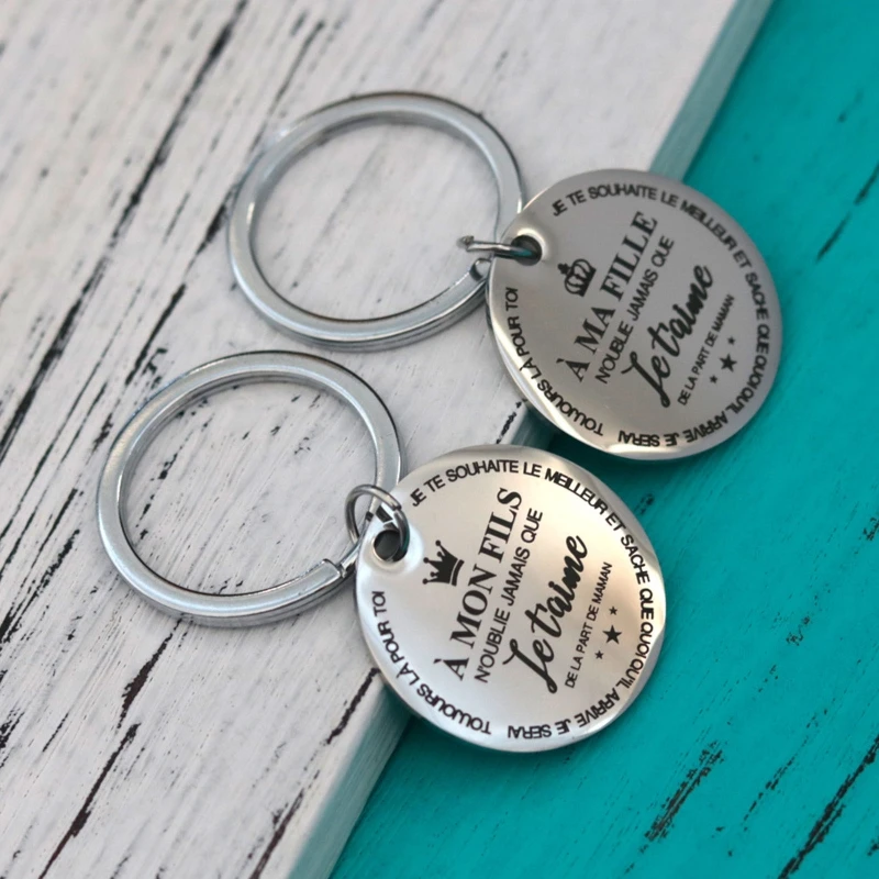 Engraved French Keychain Don'for t Forget I Love You to My Son Keychain for Birthday Graduation Gifts to My Son Keychain