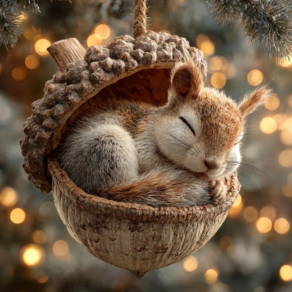 Woodland Creature Ornaments Lightweight Holiday Acrylic Hangings Christmas Tree Ornaments Rustic Acorn Decorations For Home